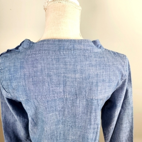 J. Crew Women’s Denim  Cotton Long Sleeve Pullover Blouse Top Button Size 00 - Picture 8 of 10